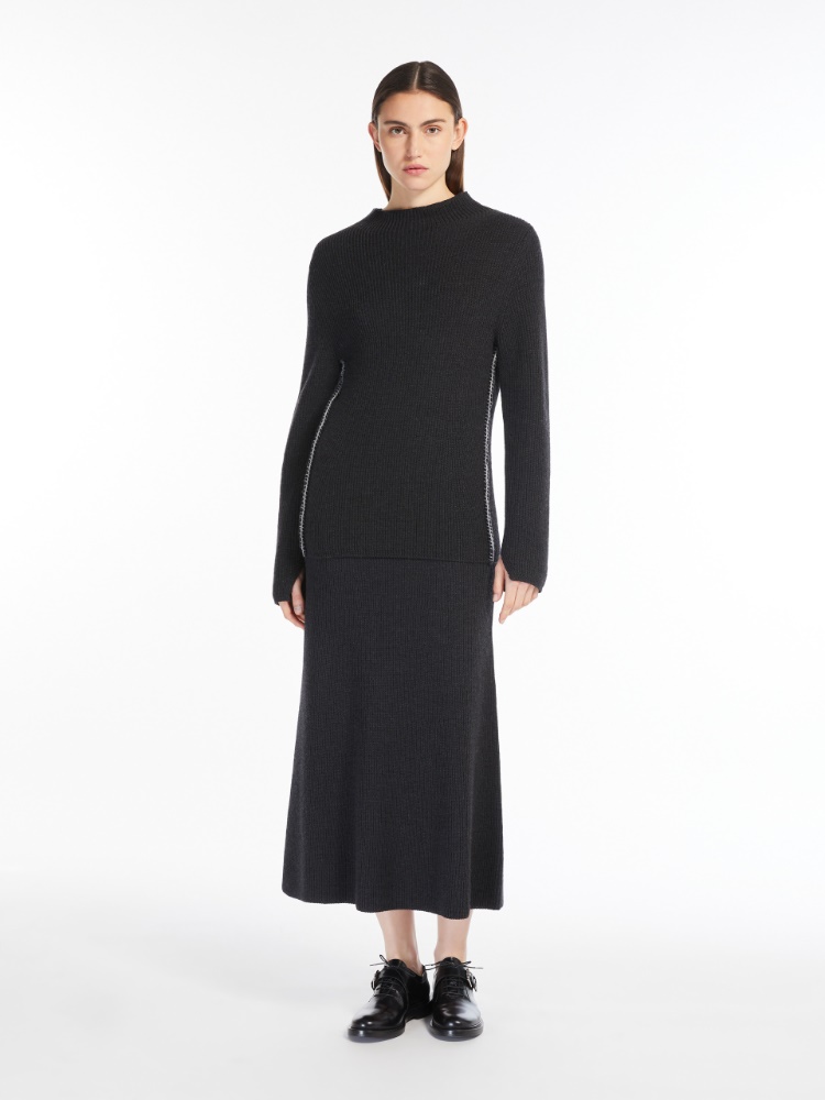 Wool flared skirt - 深灰色 - Marina Rinaldi - 2