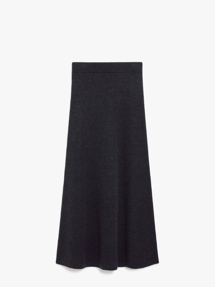 Wool flared skirt - 深灰色 - Marina Rinaldi