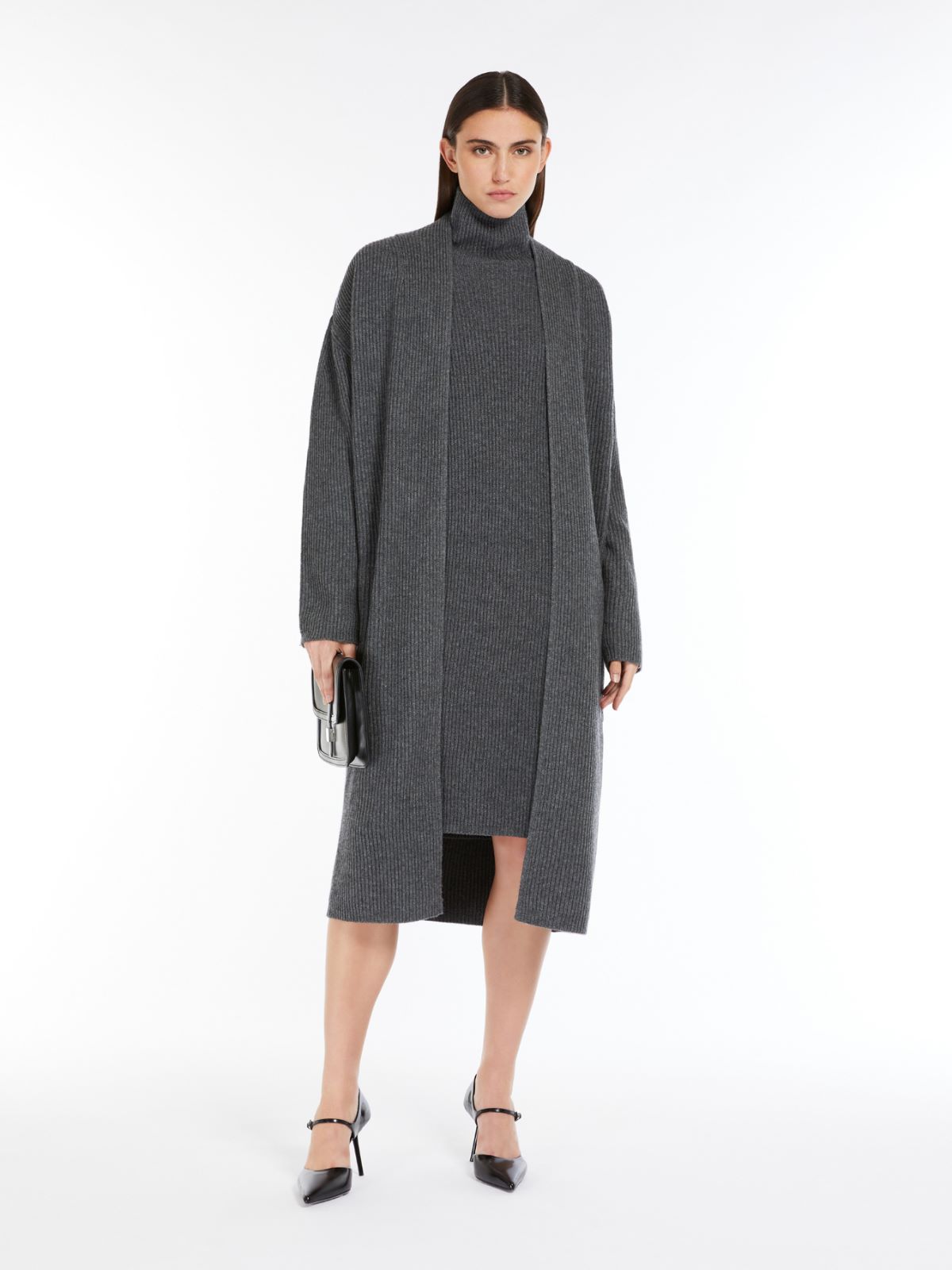 Ribbed cashmere-blend dress - 灰色 - Marina Rinaldi