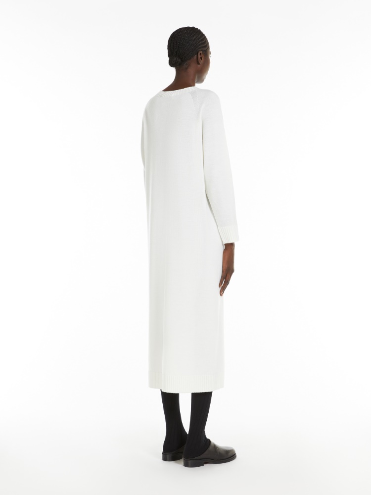 Wool midi dress - 白色 - Marina Rinaldi - 3