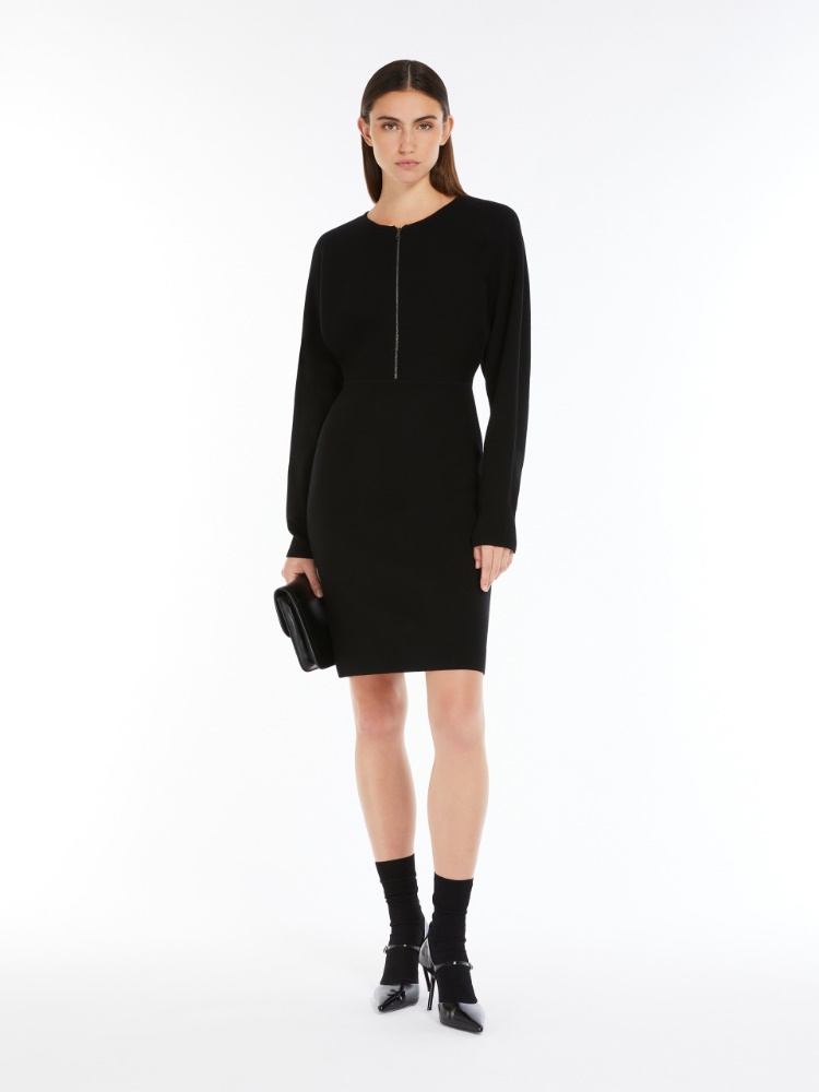 Wool and viscose knit dress - 黑色 - Marina Rinaldi - 2
