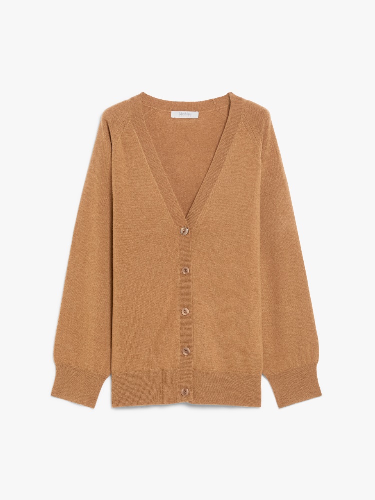 Wool and cashmere V-neck cardigan - 褐色 - Marina Rinaldi