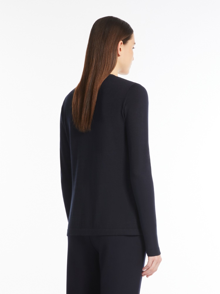 Cotton and silk yarn cardigan - 蓝色 - Marina Rinaldi - 3