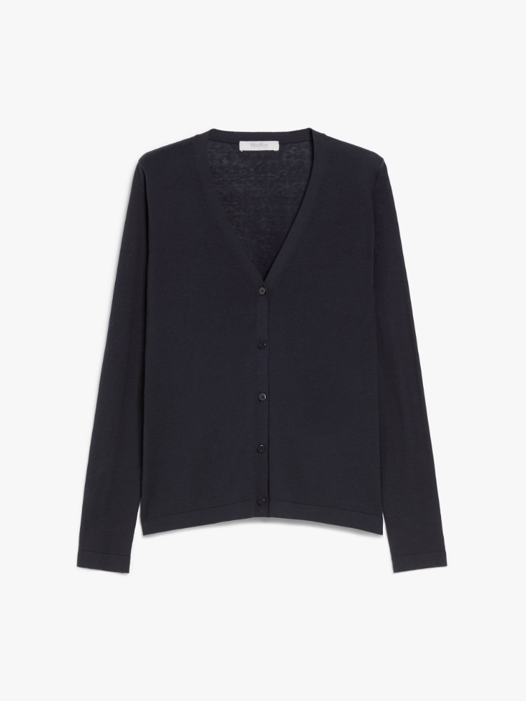 Cotton and silk yarn cardigan - 蓝色 - Marina Rinaldi