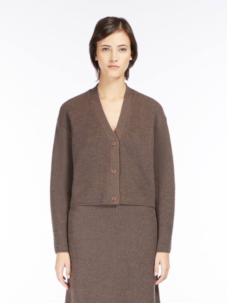 Cropped wool cardigan - 浅棕色 - Marina Rinaldi - 2