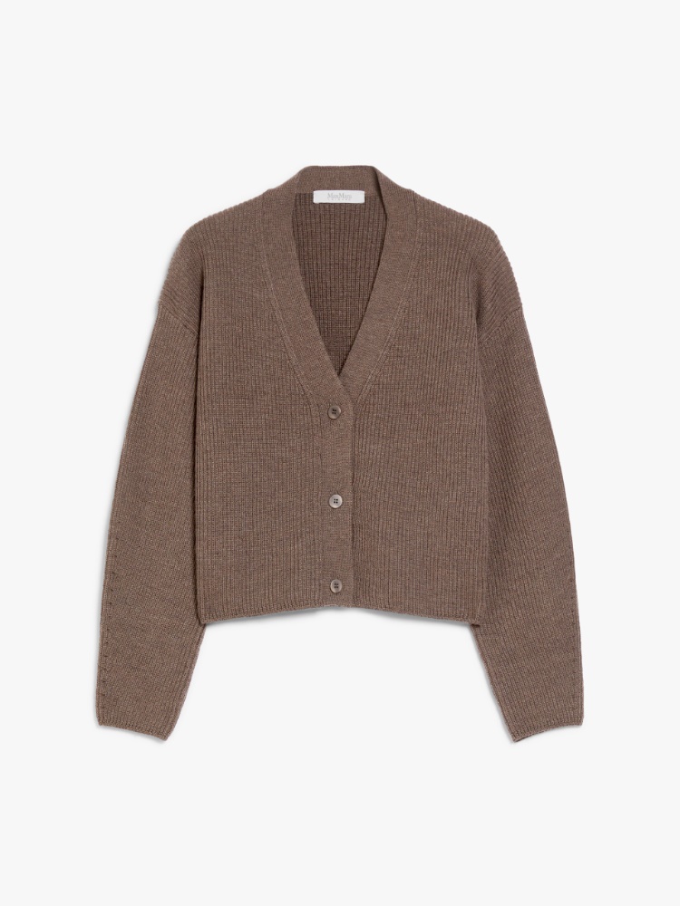 Cropped wool cardigan - 浅棕色 - Marina Rinaldi - 6