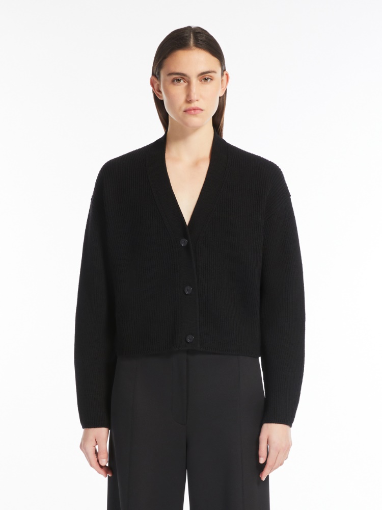 Cropped wool cardigan - 黑色 - Marina Rinaldi - 2