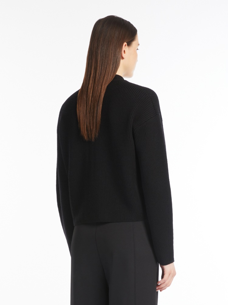 Cropped wool cardigan - 黑色 - Marina Rinaldi - 3