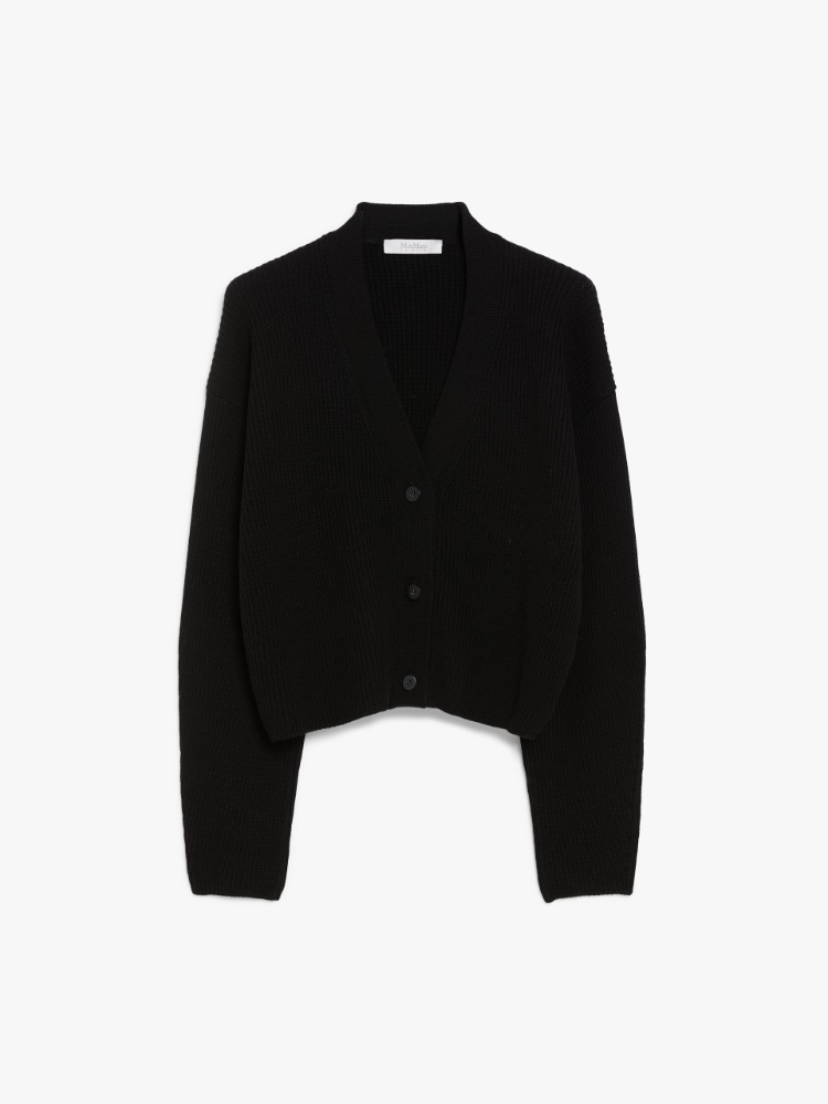 Cropped wool cardigan - 黑色 - Marina Rinaldi - 5