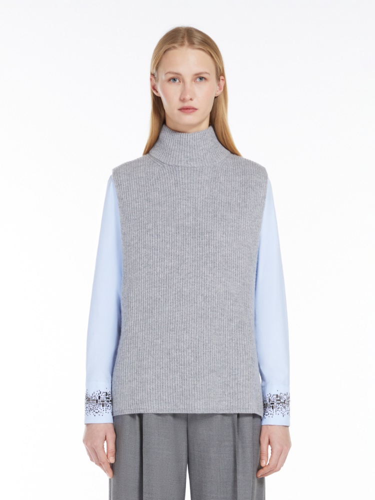 Waistcoat in cashmere-blend yarn - 灰色 - Marina Rinaldi - 2