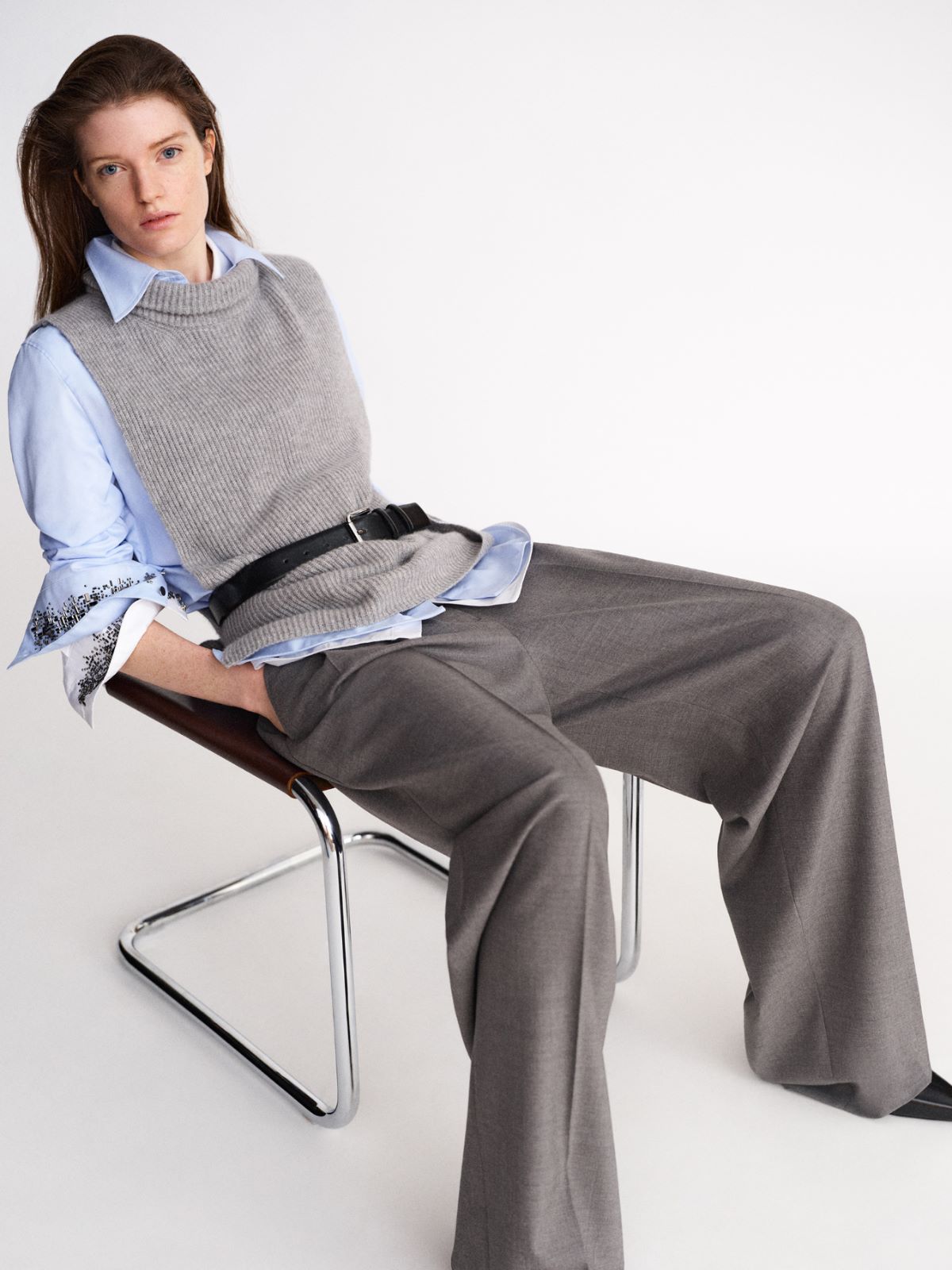 Waistcoat in cashmere-blend yarn - 灰色 - Marina Rinaldi