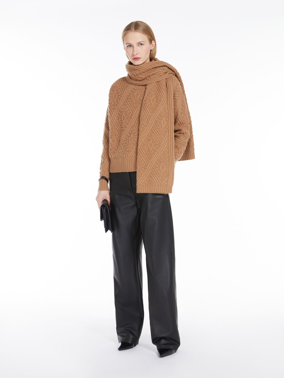 Cashmere-blend argyle jumper - 驼色 - Marina Rinaldi