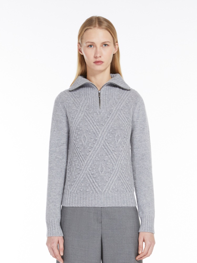 Cashmere-blend jumper with zip - 灰色 - Marina Rinaldi - 2