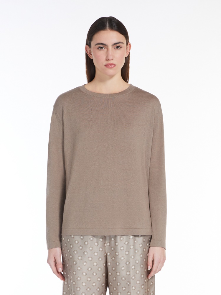 Silk and cotton yarn jumper - 米色 - Marina Rinaldi - 2