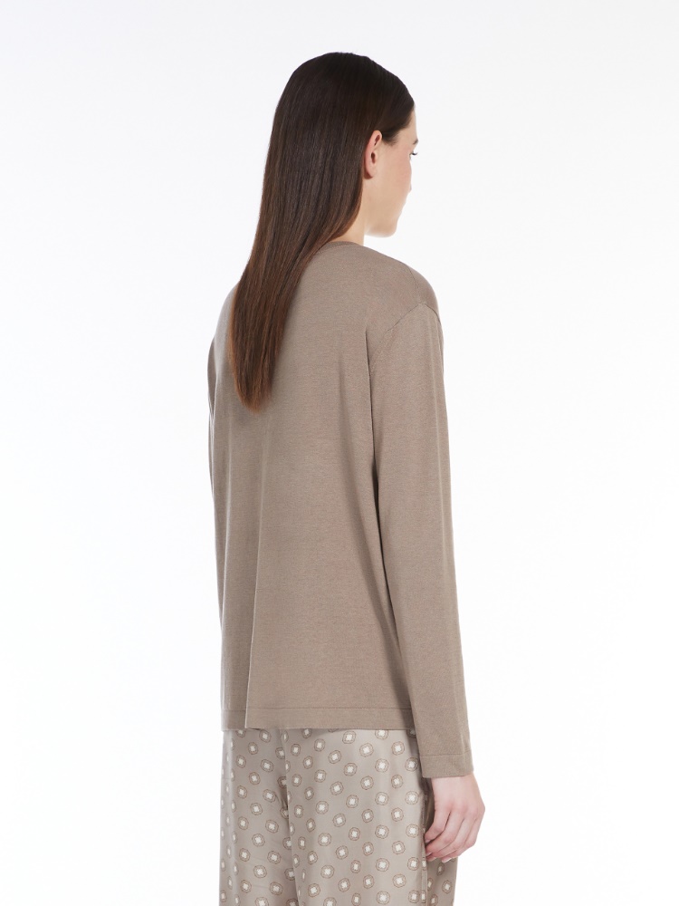 Silk and cotton yarn jumper - 米色 - Marina Rinaldi - 3