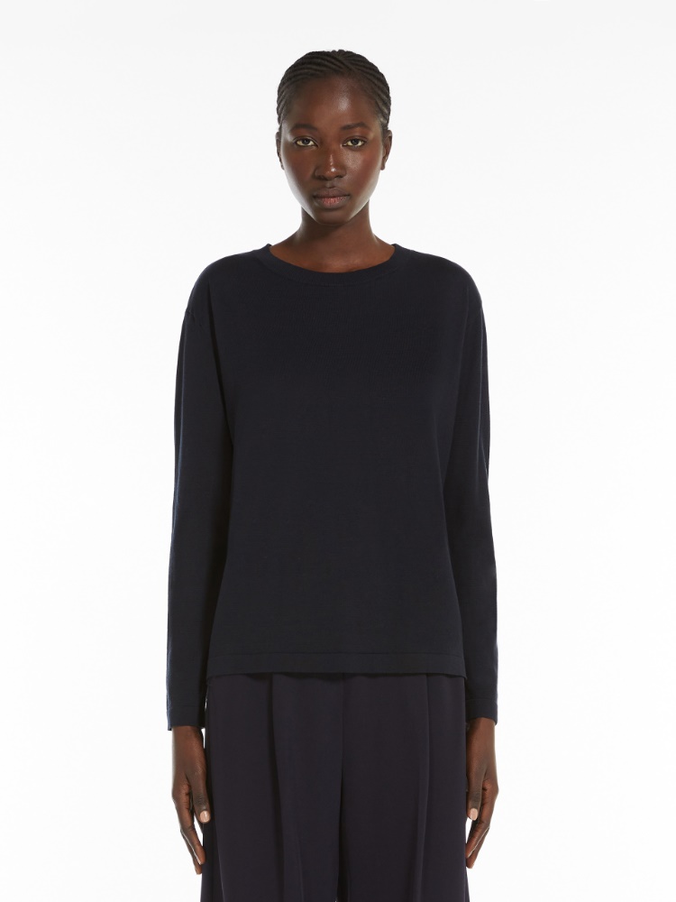 Silk and cotton yarn jumper - 蓝色 - Marina Rinaldi - 2