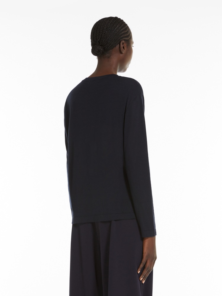 Silk and cotton yarn jumper - 蓝色 - Marina Rinaldi - 3