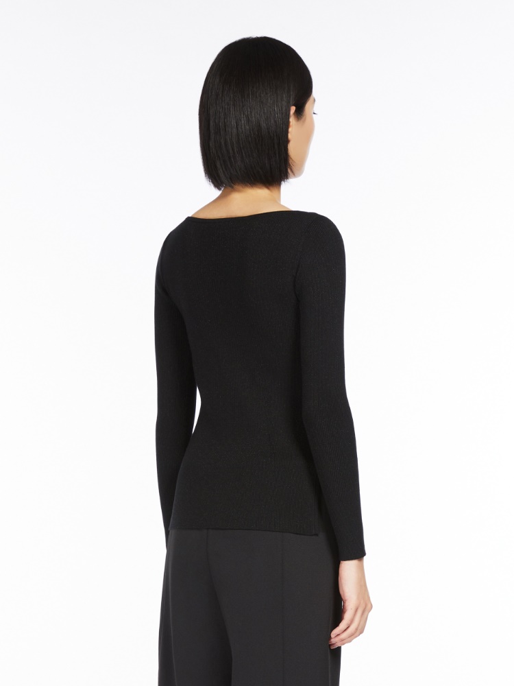 Feminine lurex and viscose yarn jumper - 黑色 - Marina Rinaldi - 3