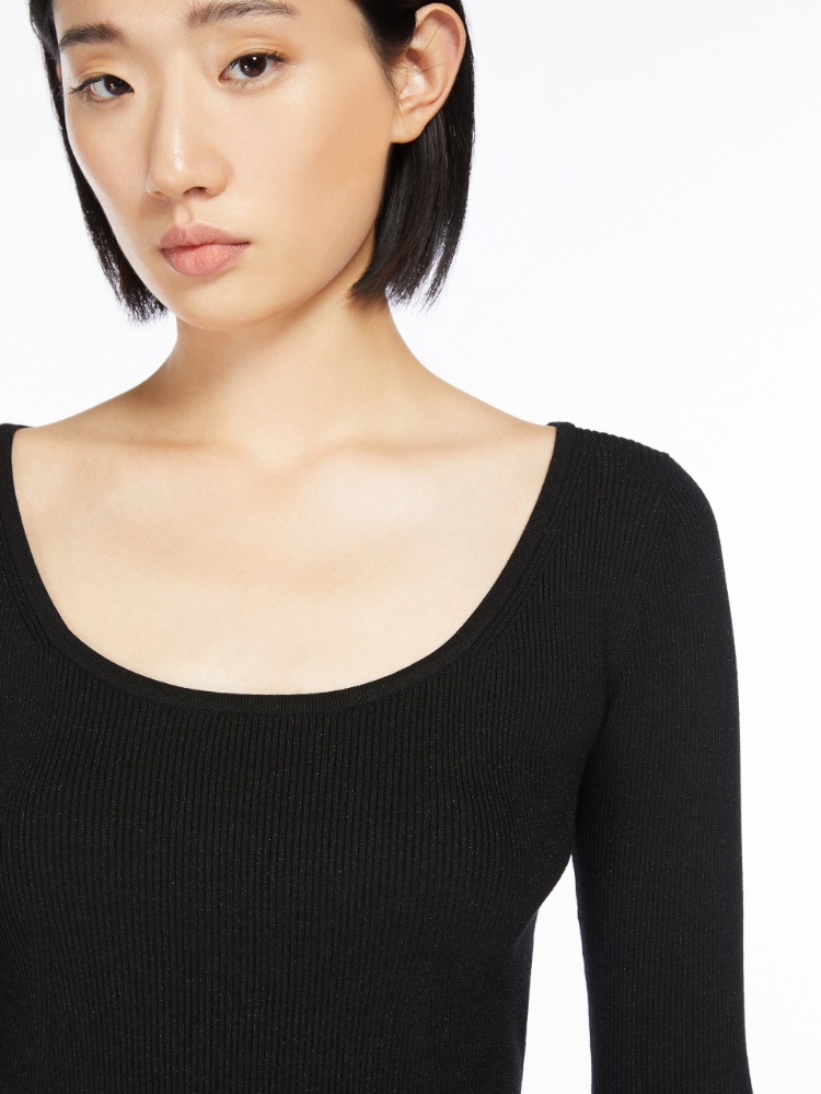 Feminine lurex and viscose yarn jumper - 黑色 - Marina Rinaldi - 4