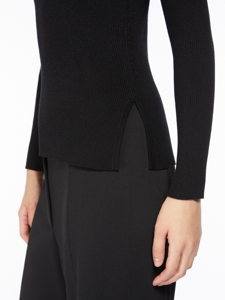 Feminine lurex and viscose yarn jumper - 黑色 - Marina Rinaldi - 5