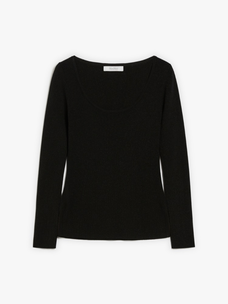 Feminine lurex and viscose yarn jumper - 黑色 - Marina Rinaldi - 7