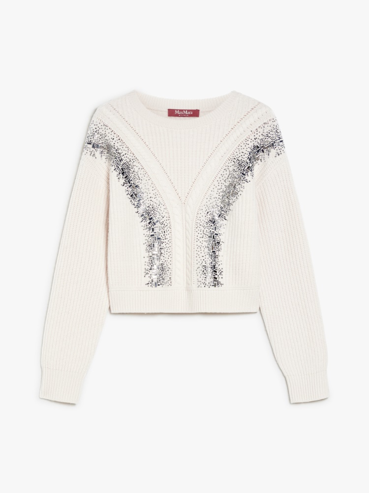 Rib-knit wool pullover - 白色 - Marina Rinaldi - 5