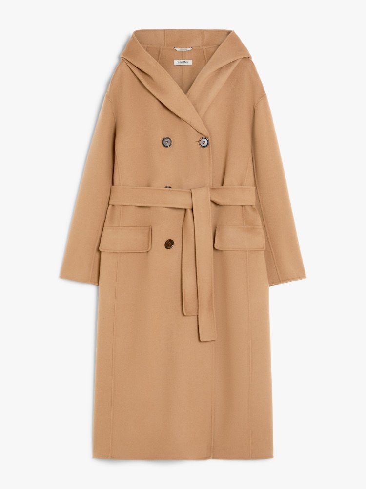 Wool double-breasted coat - 驼色 - Marina Rinaldi