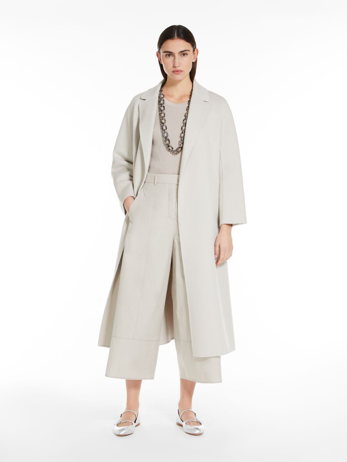 Wool midi coat - 亮灰色 - Marina Rinaldi