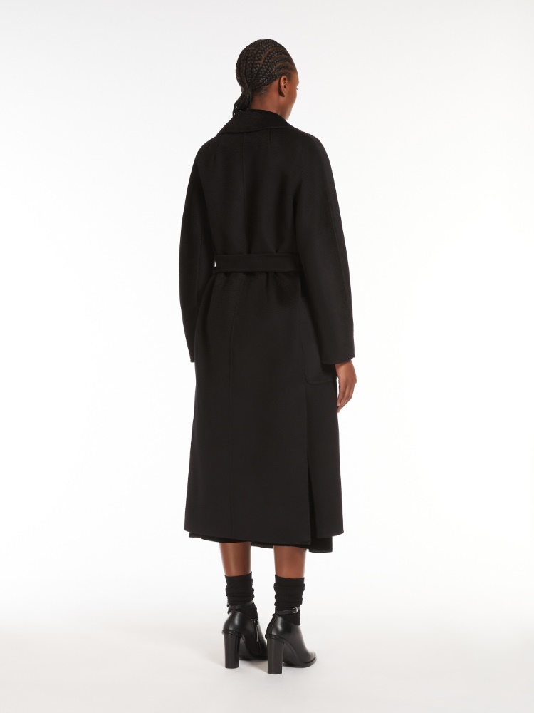 Cashmere and wool wrap coat, 黑色| 