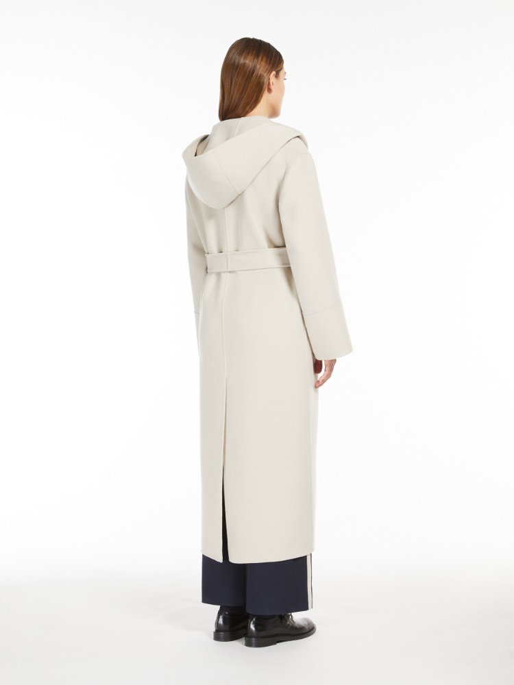 Wool hooded wrap coat - 本色 - Marina Rinaldi - 3