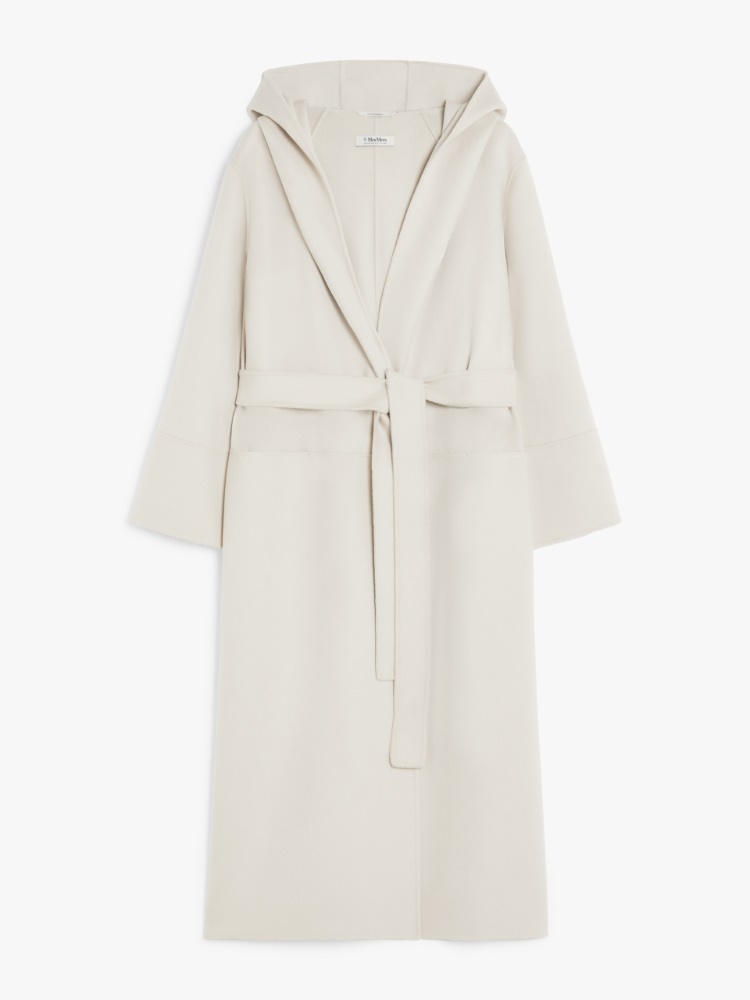 Wool hooded wrap coat - 本色 - Marina Rinaldi