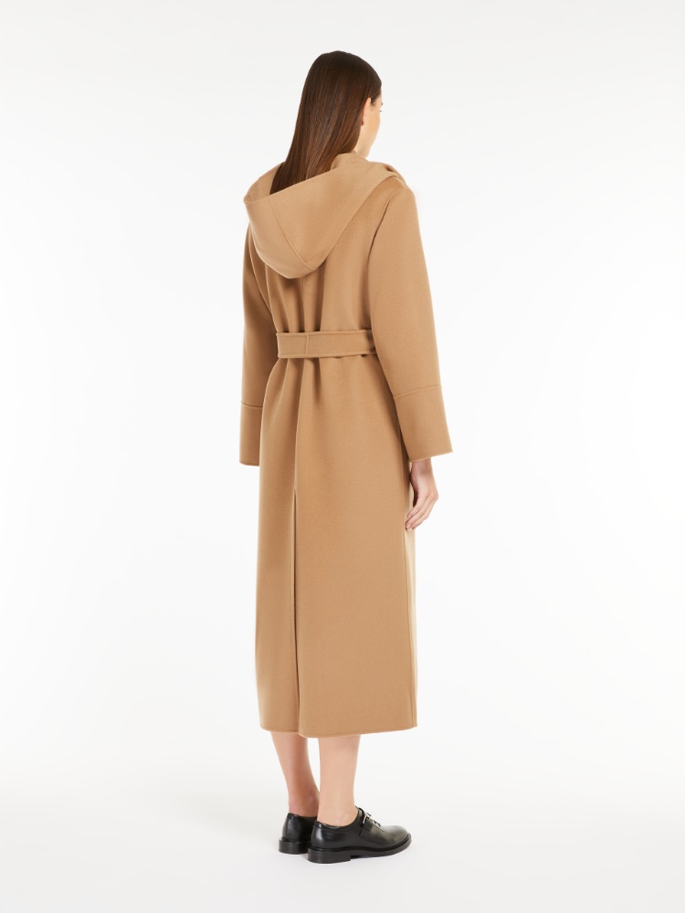 Wool hooded wrap coat - 驼色 - Marina Rinaldi - 3