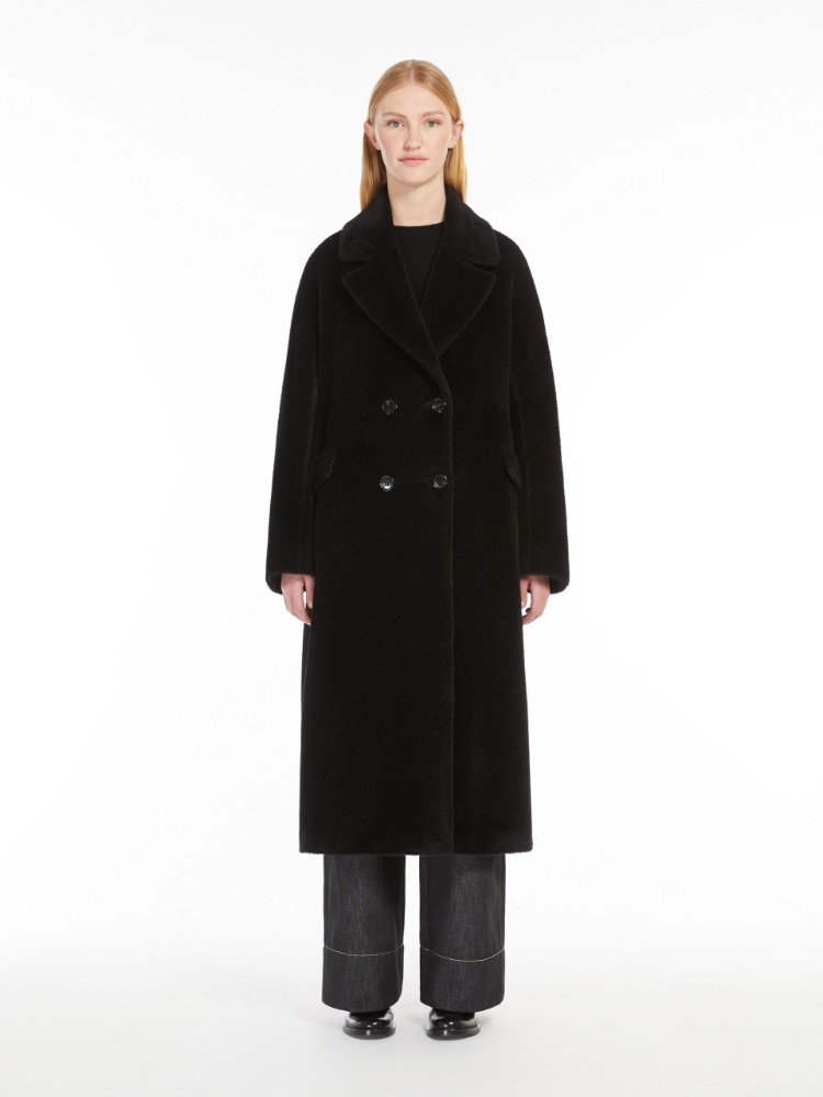 Wool and alpaca double-breasted coat - 黑色 - Marina Rinaldi - 2