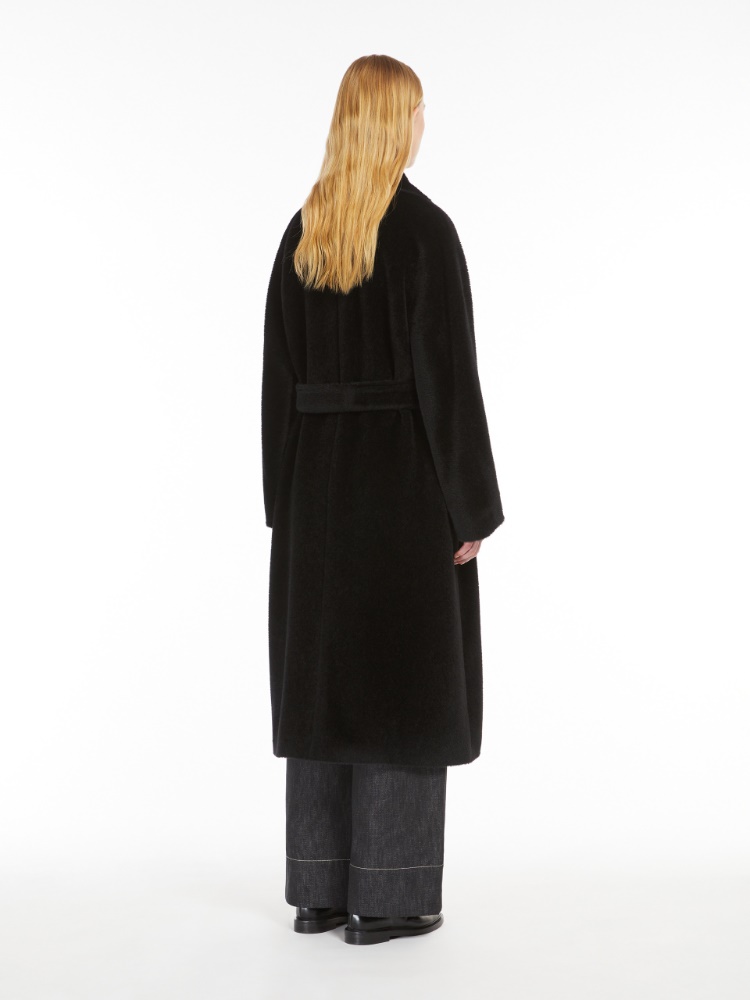 Wool and alpaca double-breasted coat - 黑色 - Marina Rinaldi - 3