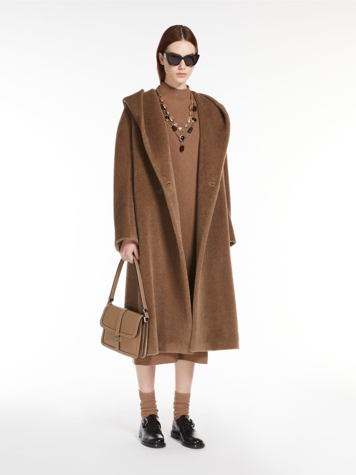 Alpaca and wool coat with belt - 蜂蜜色 - Marina Rinaldi