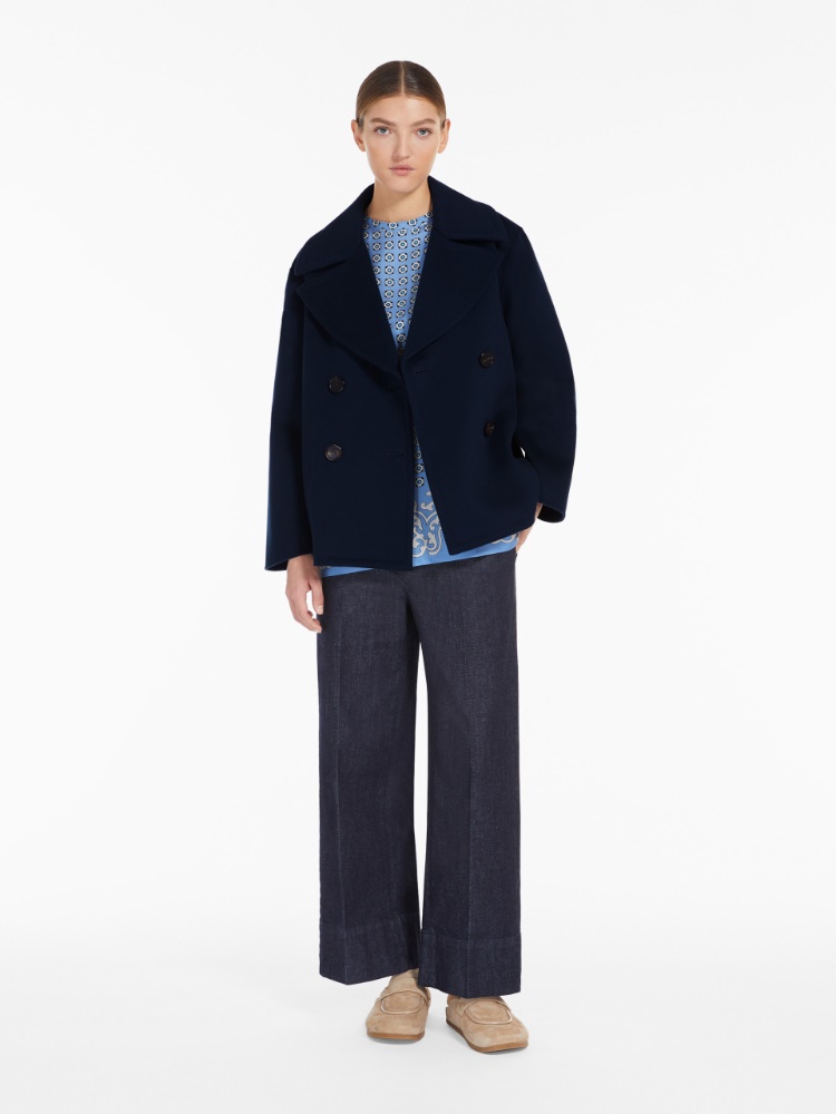 Wool pea coat - 深蓝色 - Marina Rinaldi - 2