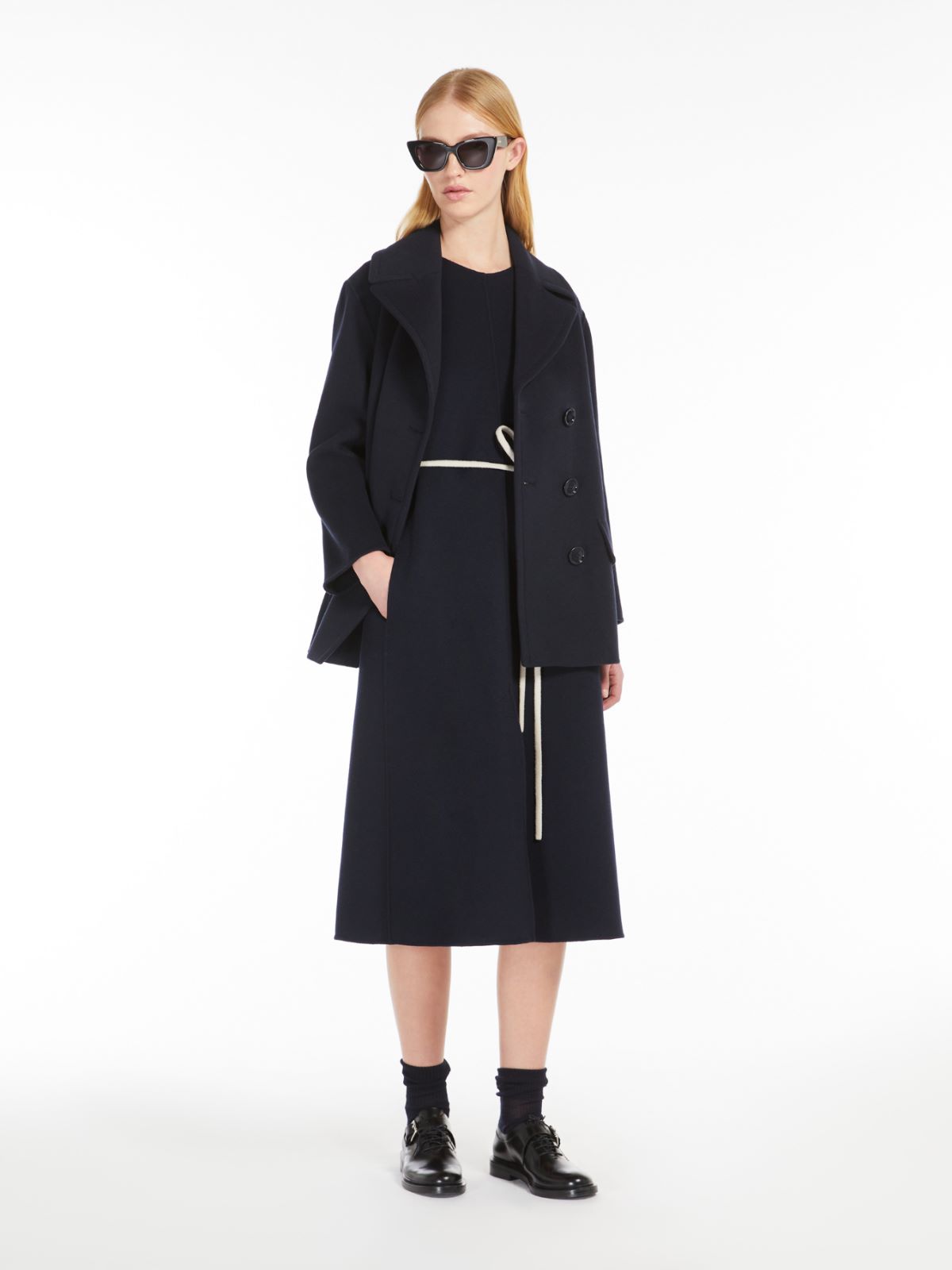 Wool pea coat - 深蓝色 - Marina Rinaldi