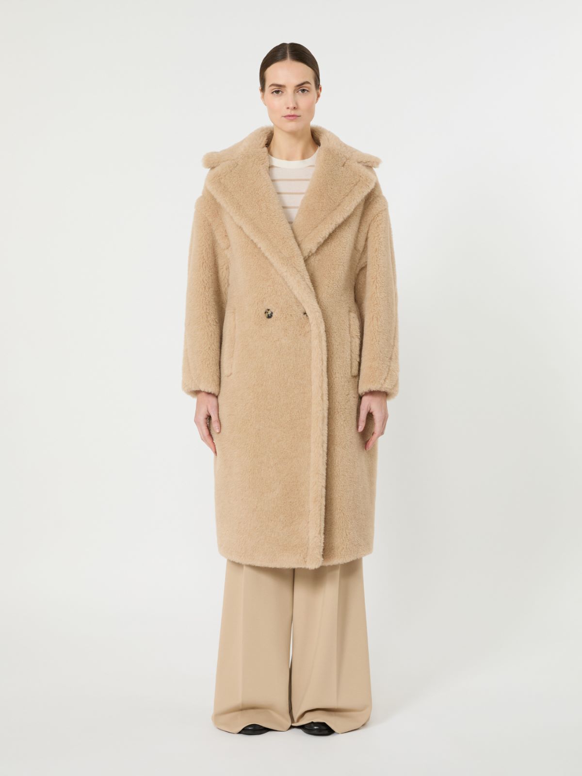 羊驼毛混纺泰迪熊大衣 - 白色 - Marina Rinaldi - 2