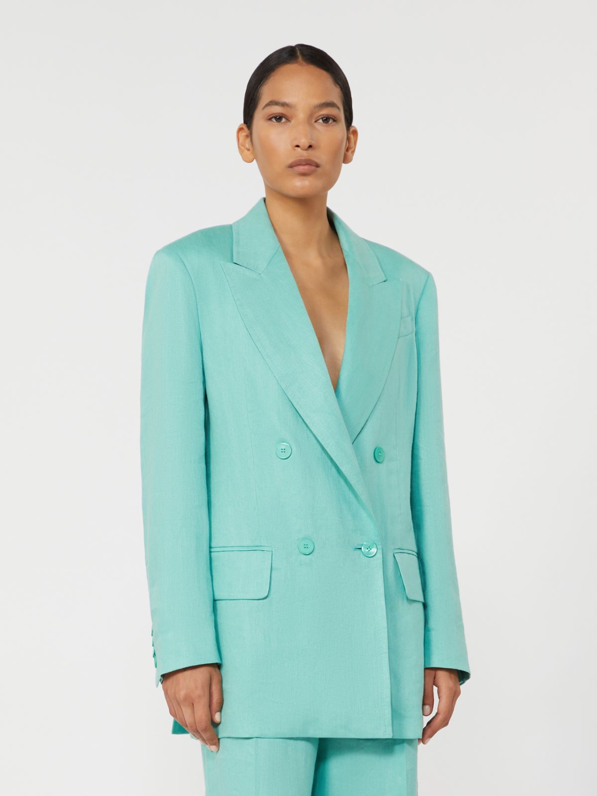 Olimpia Jacket in Chevron wool - 水蓝色 - Marina Rinaldi - 2