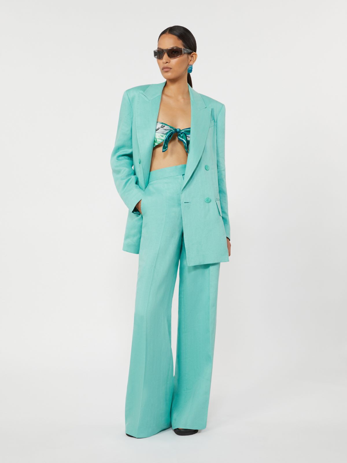 Olimpia Jacket in Chevron wool - 水蓝色 - Marina Rinaldi