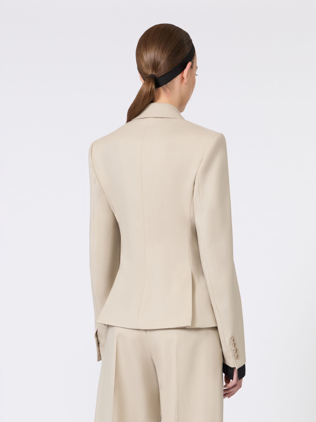 Wool, mohair and silk double-breasted blazer - 米色 - Marina Rinaldi - 3