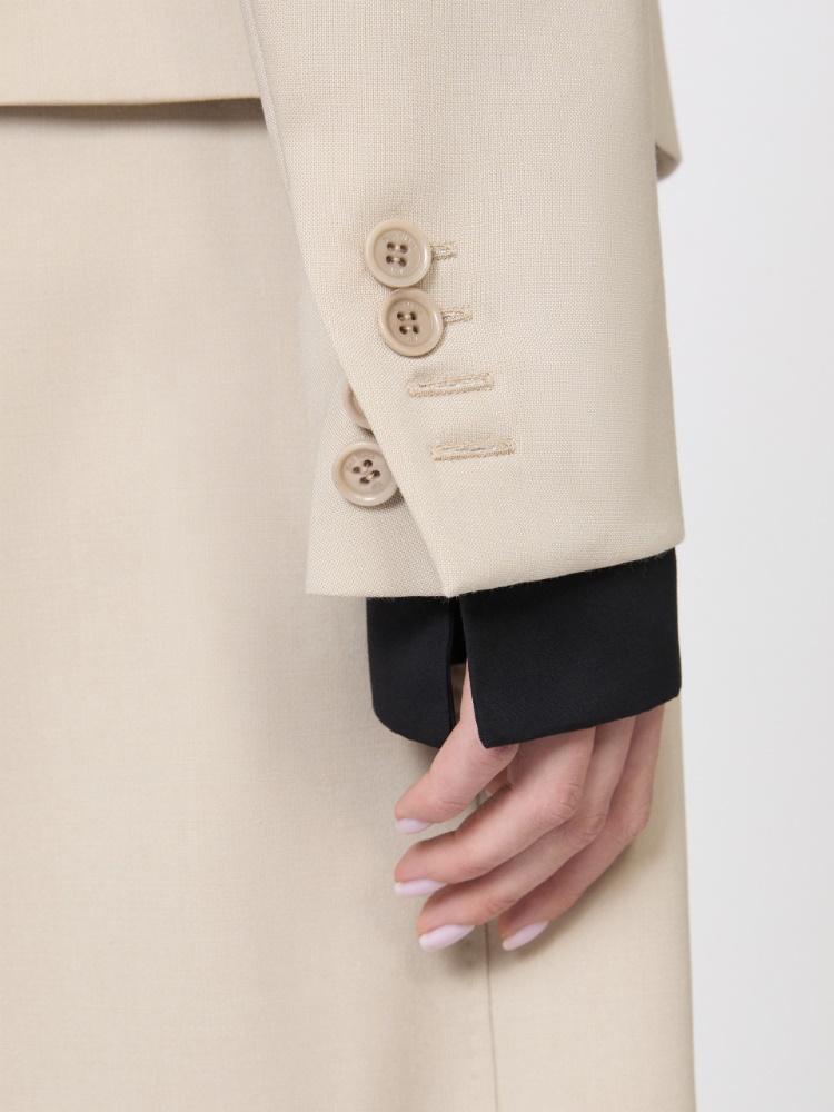 Wool, mohair and silk double-breasted blazer - 米色 - Marina Rinaldi - 5