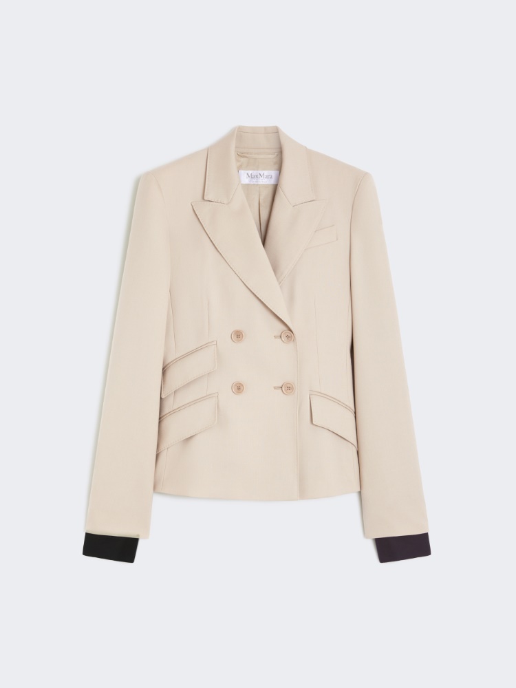 Wool, mohair and silk double-breasted blazer - 米色 - Marina Rinaldi - 8