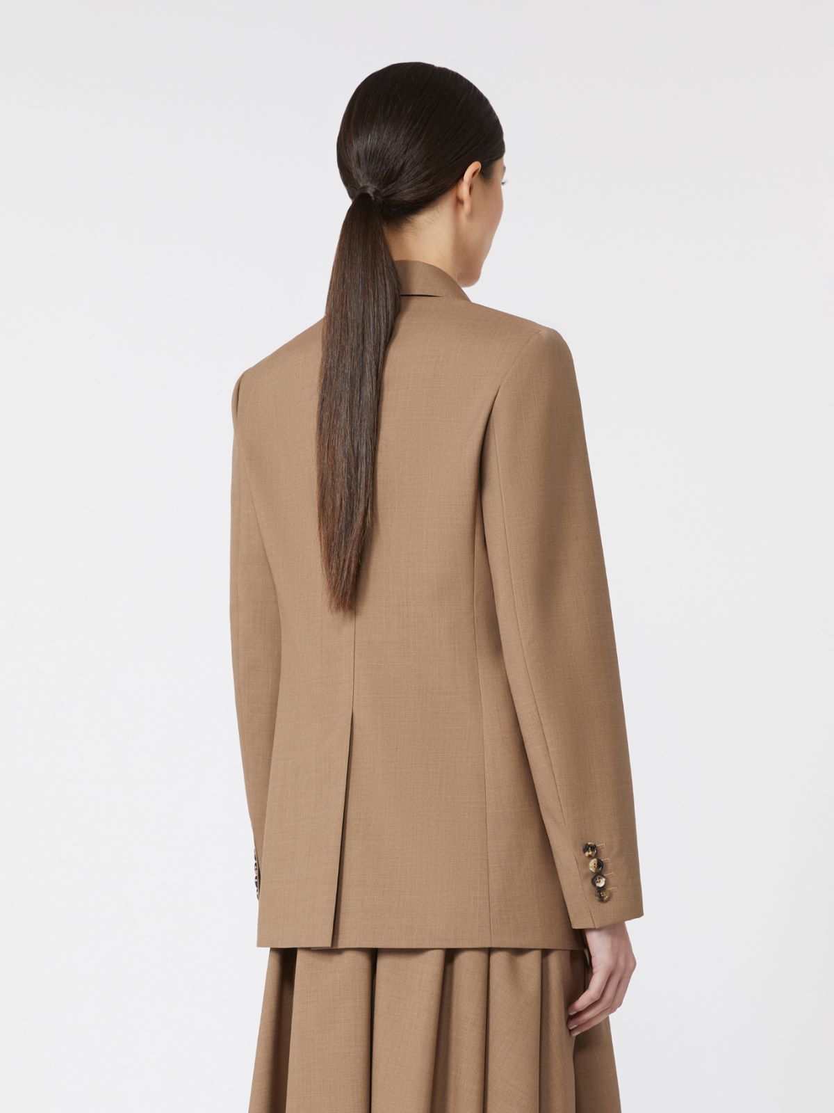 Single-breasted woollen cloth blazer - 浅棕色 - Marina Rinaldi - 3