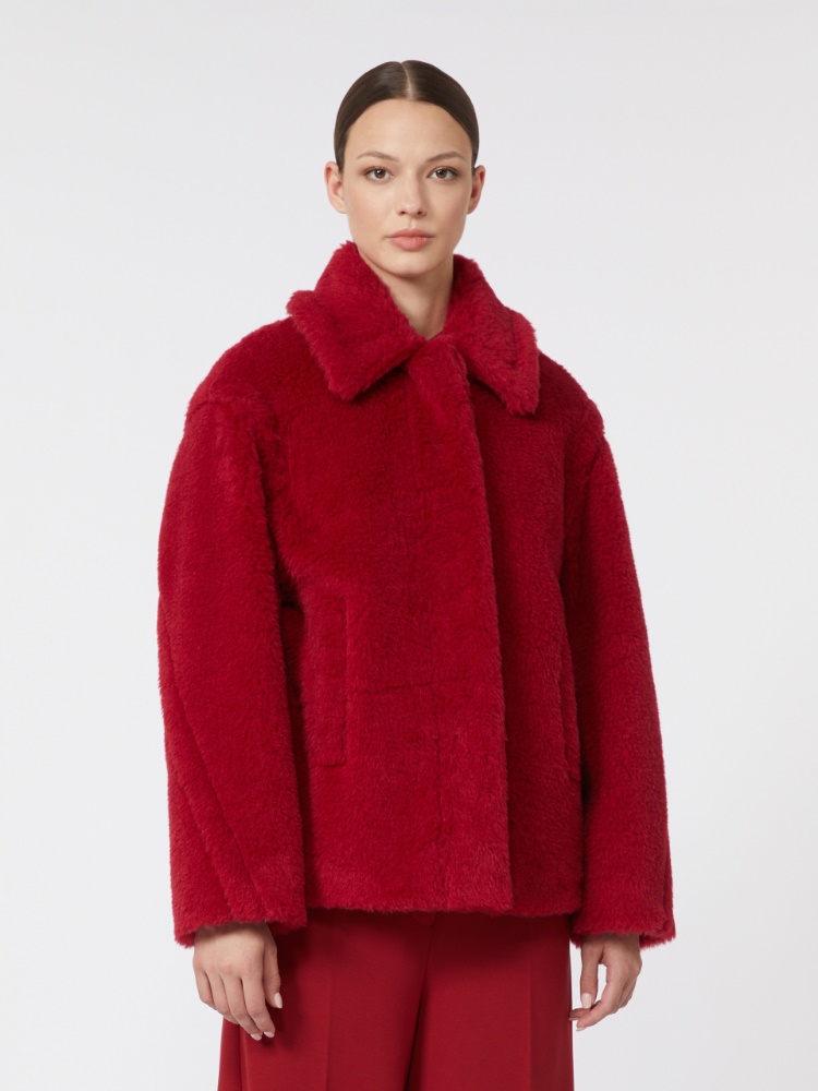 Cropped Teddy coat in alpaca and wool - 紅色 - Marina Rinaldi - 2