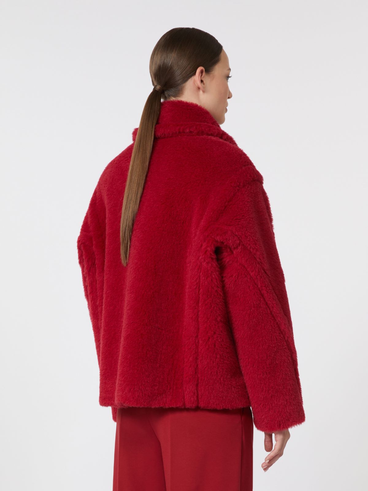 Cropped Teddy coat in alpaca and wool - 紅色 - Marina Rinaldi - 3