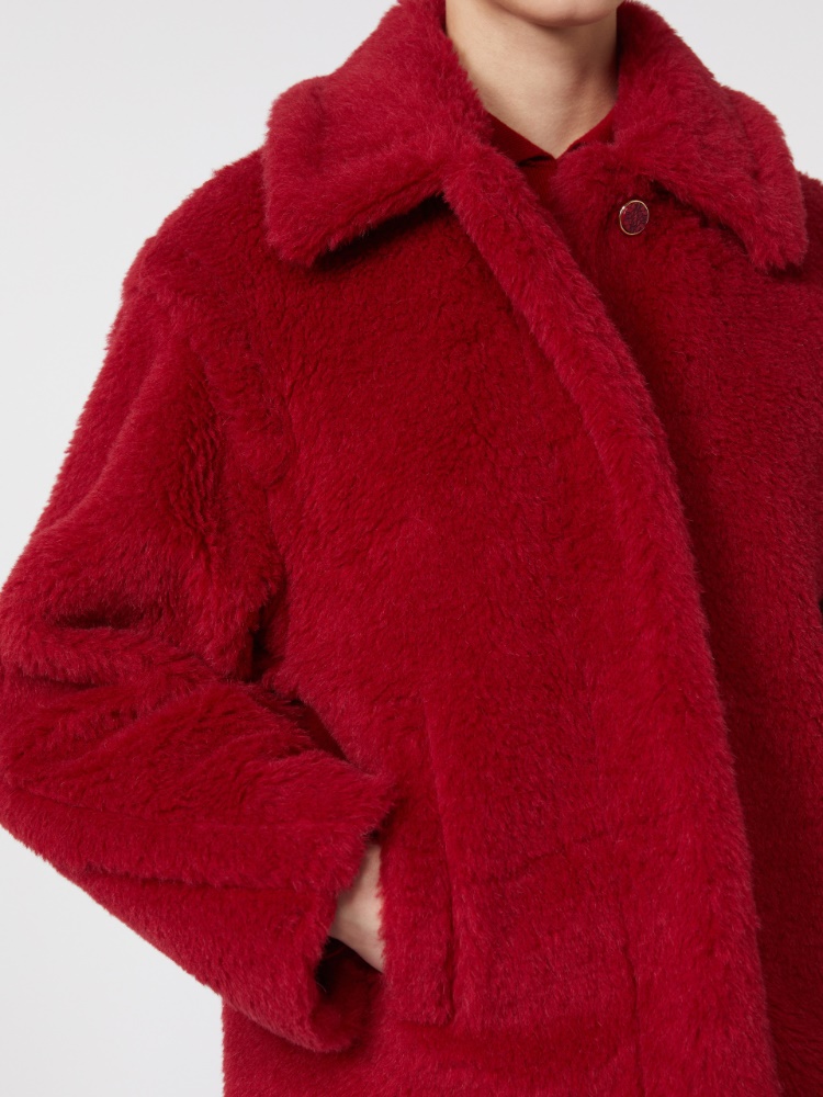 Cropped Teddy coat in alpaca and wool - 紅色 - Marina Rinaldi - 4