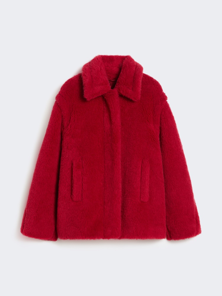 Cropped Teddy coat in alpaca and wool - 紅色 - Marina Rinaldi