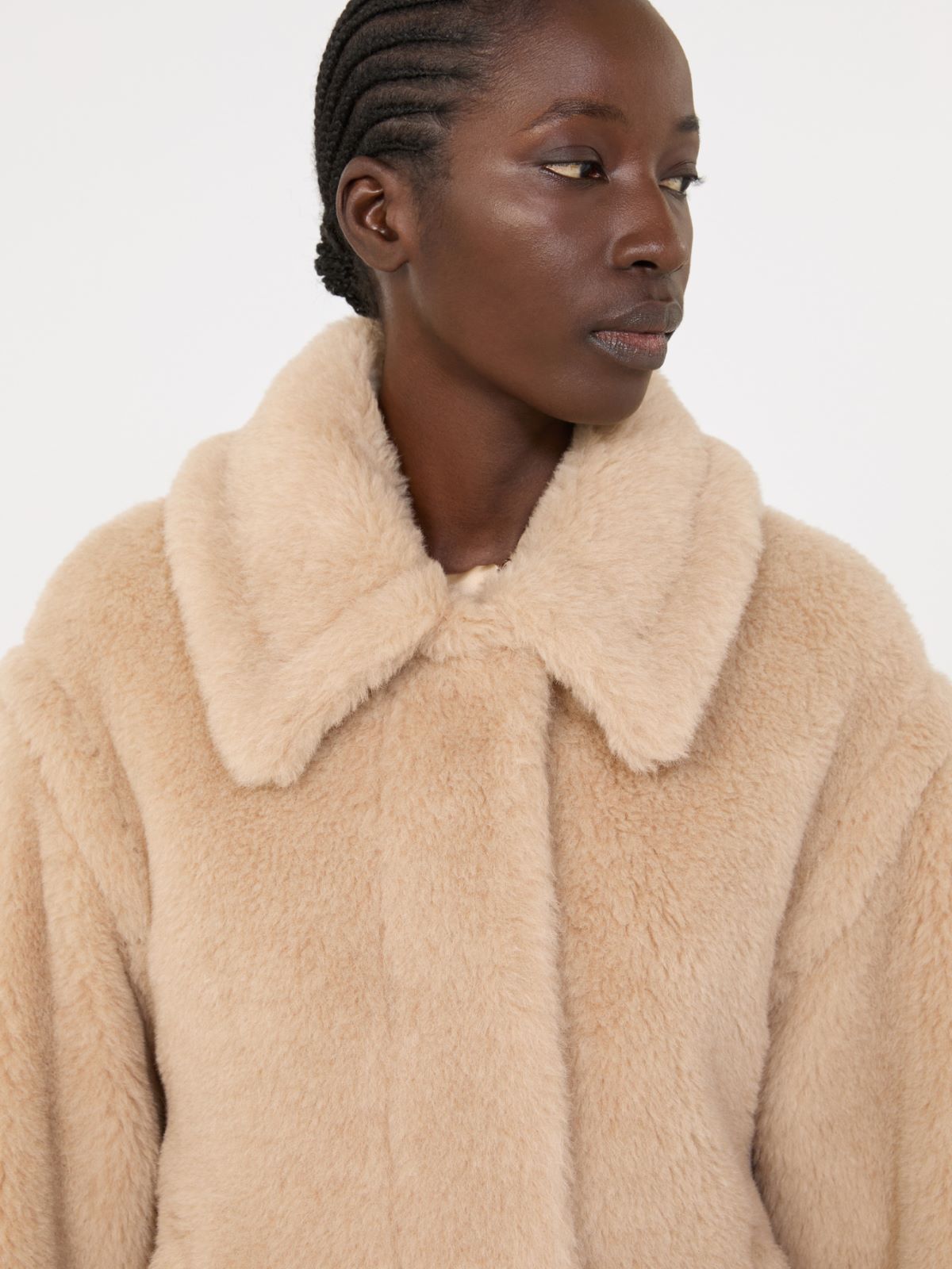 Cropped Teddy coat in alpaca and wool - 白色 - Marina Rinaldi - 4
