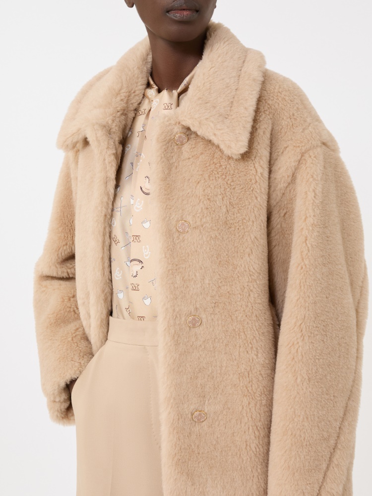 Cropped Teddy coat in alpaca and wool - 白色 - Marina Rinaldi - 5